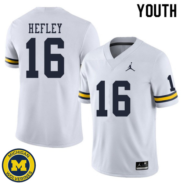 Youth University of Michigan #16 Ren Hefley White NCAA Player Game Jersey